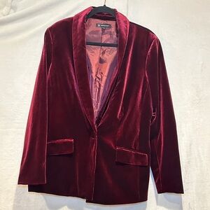 INC Velvet Blazer in Deep Red